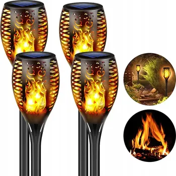 Venkovní osvětlení 4x Solární Zahradní Lampa Pochodeň LED zapichovací plamen - světla do zahrady