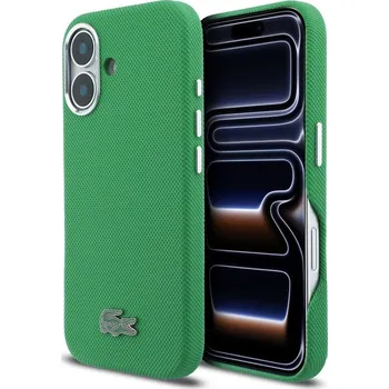 Pouzdro na mobilní telefon Zadní kryt Lacoste PVC Iconic Petit Pique Metal Logo MagSafe pro iPhone 16 Estragon Green