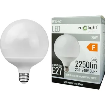 Žárovka ECOLIGHT LED žárovka - E27 - 25W - G120 - neutrální bílá EC20422