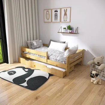 Dětsný nábytek STA Dětská postel Vráťa + šuplík 160x80 cm, Přírodní borovice ROŠT ZDARMA