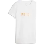 Dámské triko Puma ESSENTIALS LOGO LAB METALLIC TEE L Bílá, Zlatá