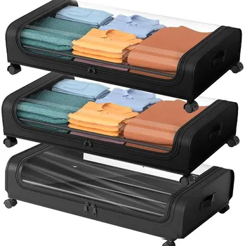 Úložný box 2KS ORGANIZÉR KRABIČKA ÚLOŽNÝ PROSTOR NA LOŽNÍ PRÁDLO POD POSTEL S KOLEČKY