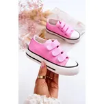 Růžové dětské tenisky na suchý zip Bernie Velikost: 21
