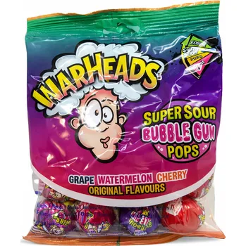 Cukrovinka Warheads SuperSour Buuble Gum Pops 105g [NL]