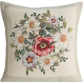 Povlak na polštářek GOBELÍNOVÁ DEKORAČNÍ POVLAK NA POLŠTÁŘ NATUR 45X45 CM KVĚTY