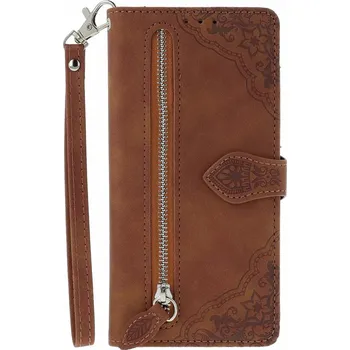 Pouzdro na mobilní telefon Pouzdro Xiaomi Redmi Note 15 Pro knížkové se zipem hnědé (kryt neboli obal na Xiaomi Redmi Note 15 Pro)