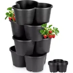 Plastový kaskádový květináč černý, stohovatelný set 4 ks