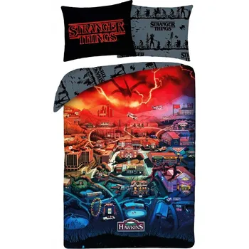 Povlečení Halantex Stranger Things Welcome to Hawkins 140 x 200, 70 x 90 cm zipový uzávěr
