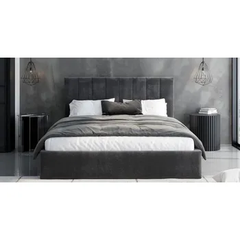 Postel Čalouněná postel JUSTIN 90x200 Grafit Trinity s úložným prostorem kovový rošt