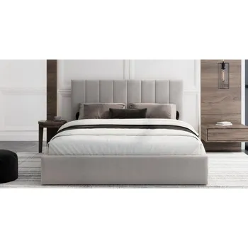 Postel Čalouněná postel JUSTIN 90x200 Krémová Trinity s úložným prostorem kovový rošt