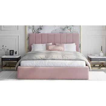 Postel Čalouněná postel JUSTIN 180x200 Růžová Trinity s úložným prostorem kovový rošt