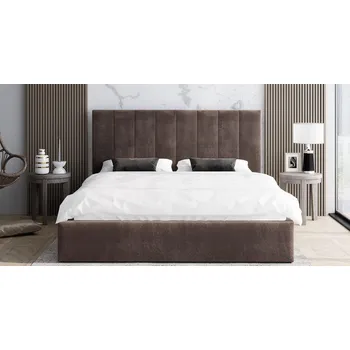Postel Čalouněná postel JUSTIN 180x200 Hnědá Trinity s úložným prostorem kovový rošt