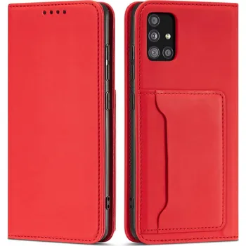 Pouzdro na mobilní telefon Hurtel Magnetický kryt s kartou pro Samsung Galaxy A13 5G, peněženka, držák karet, červený