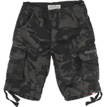 kraťasy pánské ALPHA INDUSTRIES - Jet - black camo_191200C - 36