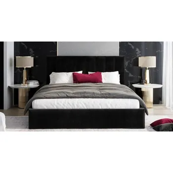 Postel Čalouněná postel JUSTIN 90x200 Černá Trinity s úložným prostorem kovový rošt