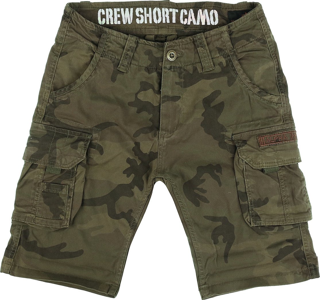 kraťasy pánské ALPHA INDUSTRIES - Crew - dark olive camo_196201 - 30
