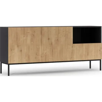Komoda EltapMeble Lanzzi 180 Chest of drawers Black Matt/Artisan Oak, Chests of drawers, Czarny Mat, Dąb Artisan, 180Šx80Vx40H