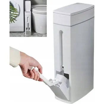 Odpadkový koš ODPADKOVÝ KOŠ DO KOUPELNY ÚZKÝ 4,5L BÍLÝ + WC ŠTĚTKA NA ZÁCHOD