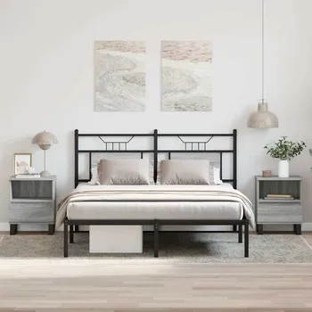 Noční stolek vidaXL Noční stolky 2 ks 40 x 35 x 50 cm kompozitní dřevo [830637] Barva: šedá sonoma