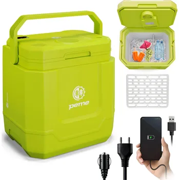 Outdoorové zavazadlo PEME Elektrický chladicí box Peme Ice-on Trip, 33 L s Bluetooth reproduktorem ZELENÁ