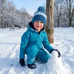 AKCE Dětská zimní softshellová kombinéza modrá s letadly, vel. 92 (Kojenecká a batolecí zimní kombinéza zateplená – softshell s fleecem, modrá)