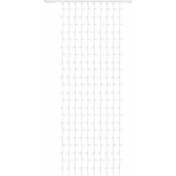 LED páska DECOLED Easy Fix LED světelný závěs venkovní 100 × 300 cm, ledově bílá s FLASH, 300 diod, bílý kabel IP67, prodlužovací