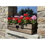 AMADEA Dřevěný obal na truhlík se srdcem - tmavý, 62x21,5x17cm Český výrobek