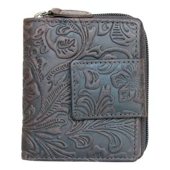 Peněženka Maličká kožená peněženka s ornamentální ražbou s ochranou dat (RFID)