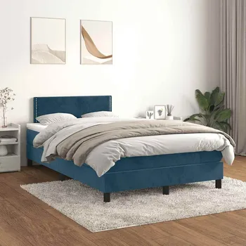Postel vidaXL Box spring postel s matrací 120x190 cm samet [3269831] Barva: Tmavě moddrá