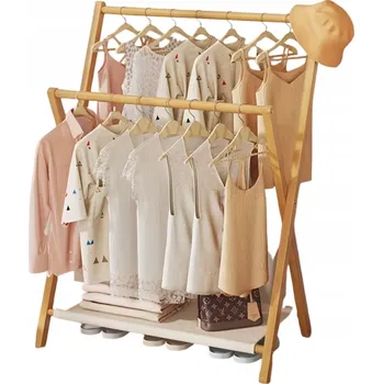 Věšák STOJAN NA RUČNÍKY DO KOUPELNY BAMBUSOVÝ DŘEVĚNÝ SKLÁDACÍ DIKOM