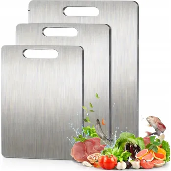 Kuchyňské prkénko SADA PRKÉNEK NA KRÁJENÍ Z NEREZOVÉ OCELI DIKOM, ODOLNÉ, 3 KUSY
