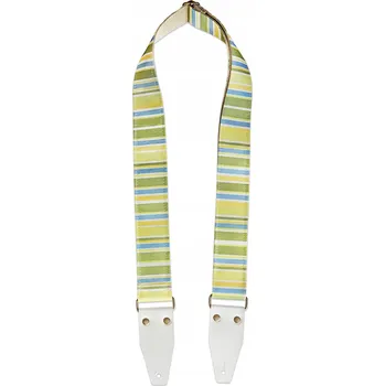 Kytarový popruh Kytarový popruh BigBo Matcha Vibe, zeleno-bílý / kožené koncovky