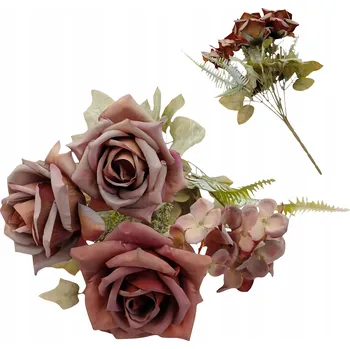 umělá květina Umělá kytice míchaná růže bordó dekorační větvička 34 cm