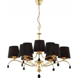 EGIDA velký klasický lustr zlatý 9-ramenný saténový křišťály černý