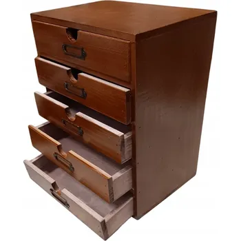 Úložný box DŘEVĚNÝ ÚLOŽNÝ BOX S 5 ZÁSUVKAMI NA DOKUMENTY SKŘÍŇKA DIKOM RUSTIKÁLNÍ LOFT