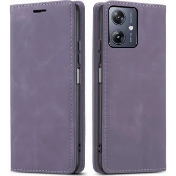 Pouzdro na mobilní telefon Flipové pouzdro Motorola fialové kožené WALLET PREMIUM CASE