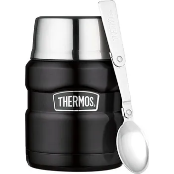 Termoska Thermos Termoska na jídlo 0,47l se lžící a šálkem matně černá