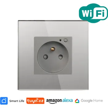 vypínač Chytrá zásuvka s WiFi a ovládáním přes aplikaci, stříbrná