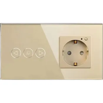 vypínač Chytrý stmívač se standartní zásuvkou, tvrzené sklo, dotykový, zlatý