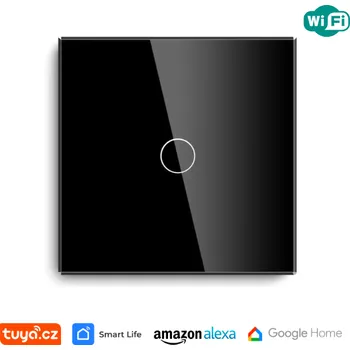 vypínač WiFi jednoduchý vypínač na světlo s ovládáním přes aplikaci, dotykový, černý