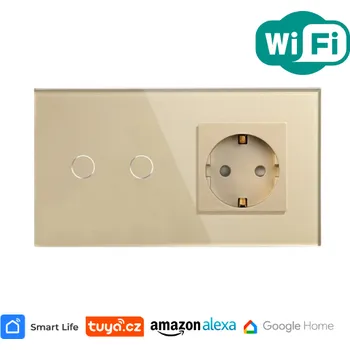 vypínač Dvojnásobný vypínač se standartní zásuvkou, zlatý