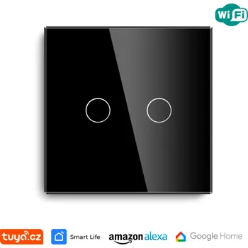 vypínač WiFi dvojnásobný vypínač na světlo s ovládáním přes aplikaci, dotykový, černý