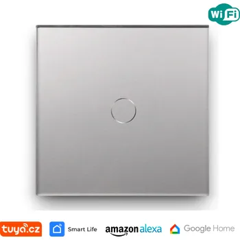 vypínač WiFi jednoduchý vypínač na světlo s ovládáním přes aplikaci, dotykový, stříbrný