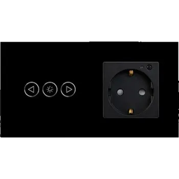 vypínač Chytrý stmívač s WiFi zásuvkou, tvrzené sklo, dotykový, černý