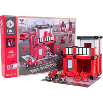 ostatní stavebnice Mamido Sada Garáž Hasiči s příslušenstvím a figurkami