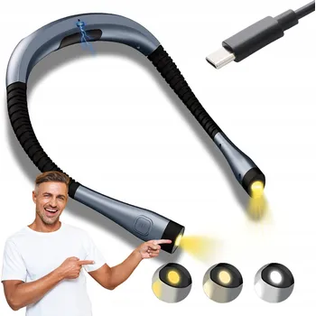 Lampička LED LAMPičKA NA KRK NA ČTENÍ KNIH – 3 BARVY SVĚTLA + 5 ÚROVNÍ JASU Koanni