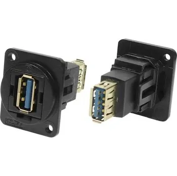 USB hub Konektor USB typ A, počet portů: 2 porty, orientace těla: přímý, Samice k samici verze 3.0, Montáž na panel, Šroub