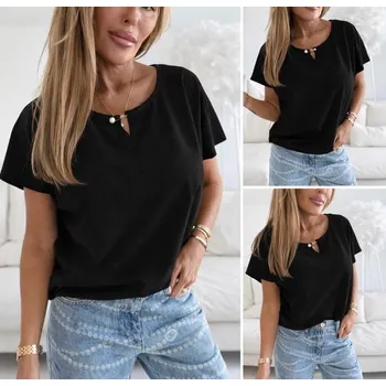 Dámská halenka Světové Zboží Bavlněná halenka s perlou - černá