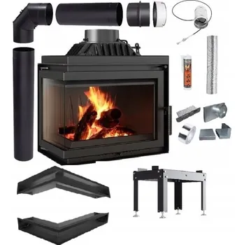 Krbová vložka Rohová krbová vložka KRATKI SIMPLE Výkon 8kW Levá Litinová na dřevo - SADA