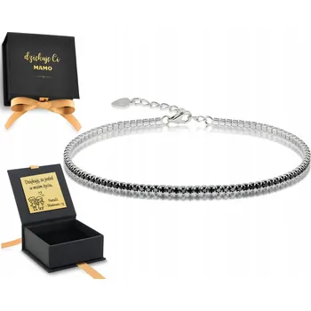 Náramek STŘÍBRNÝ TENISOVÝ NÁRAMEK S ČERNÝMI ZIRKONY ÚZKÝ 925 GRAVÍROVÁNÍ